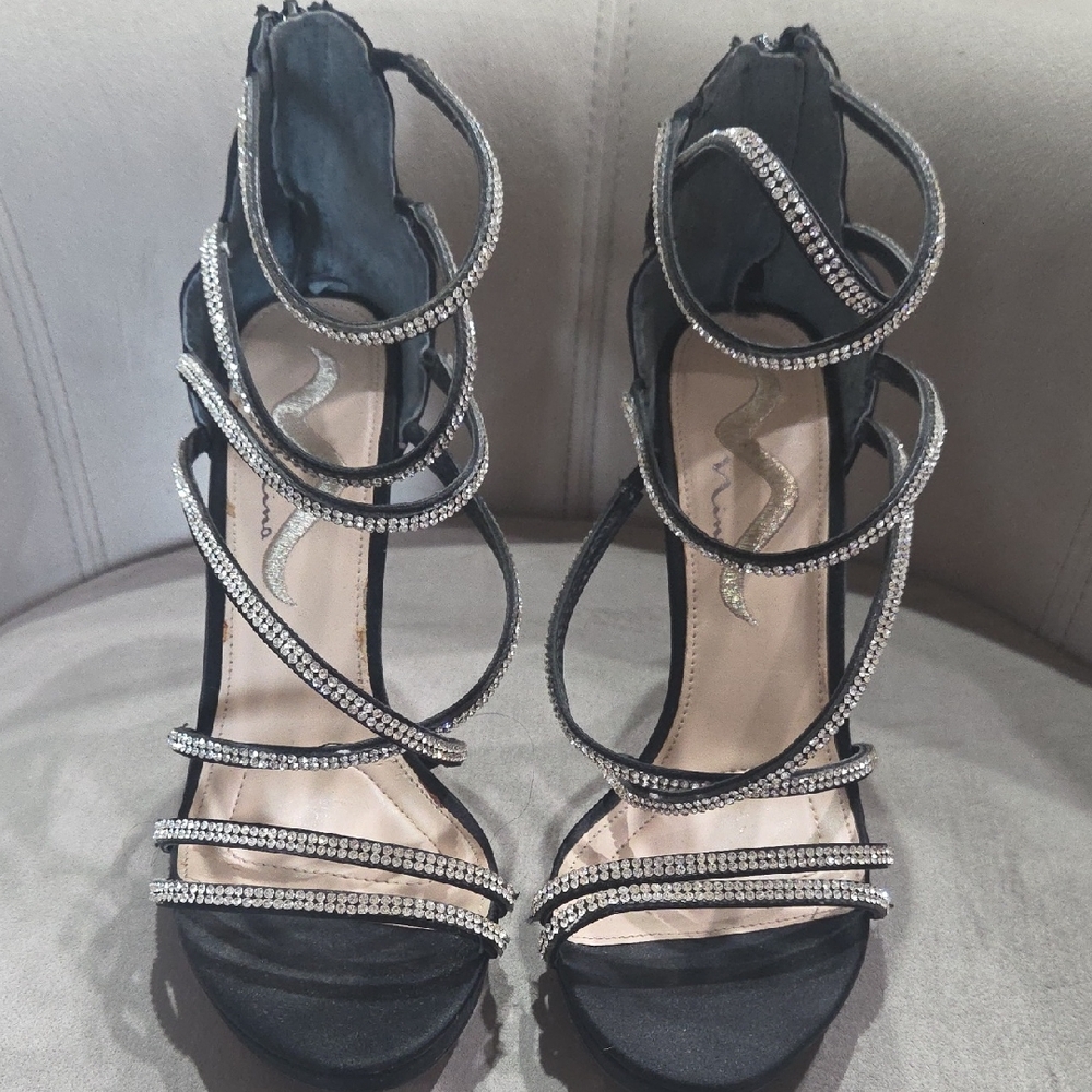 Nina Elegant Black and Silver Heels